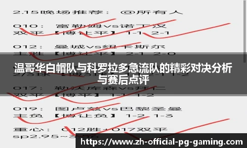 温哥华白帽队与科罗拉多急流队的精彩对决分析与赛后点评